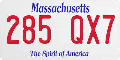 MA license plate 285QX7