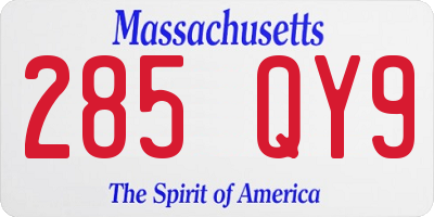MA license plate 285QY9