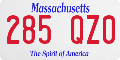 MA license plate 285QZ0