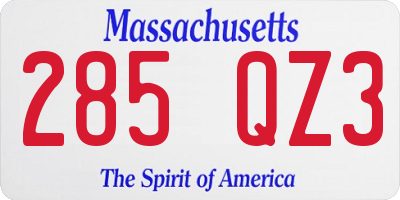 MA license plate 285QZ3