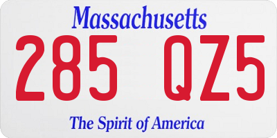 MA license plate 285QZ5