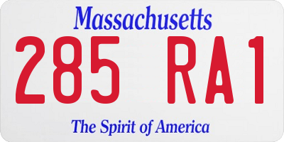 MA license plate 285RA1