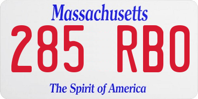 MA license plate 285RB0