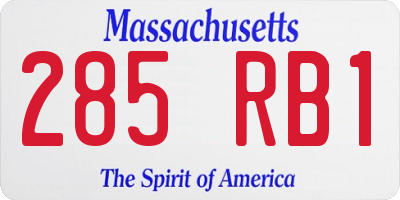 MA license plate 285RB1