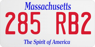 MA license plate 285RB2