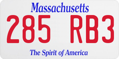 MA license plate 285RB3