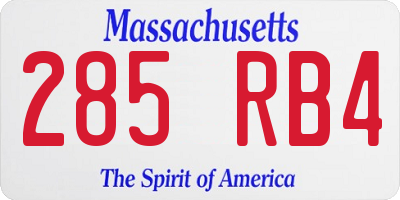 MA license plate 285RB4