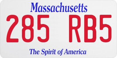 MA license plate 285RB5