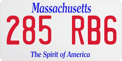 MA license plate 285RB6