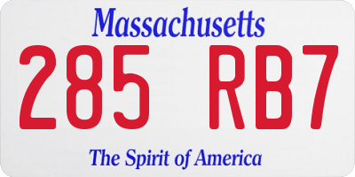MA license plate 285RB7