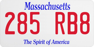 MA license plate 285RB8