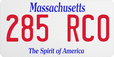 MA license plate 285RC0