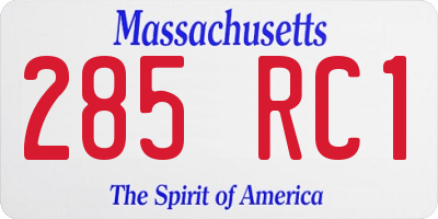 MA license plate 285RC1