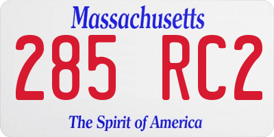 MA license plate 285RC2