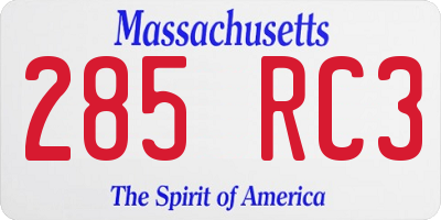 MA license plate 285RC3