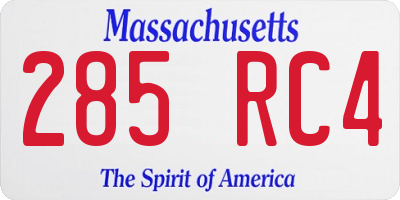 MA license plate 285RC4