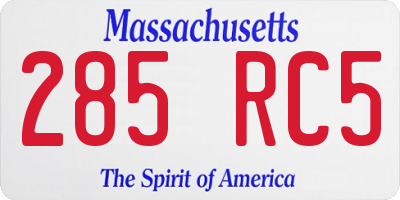 MA license plate 285RC5
