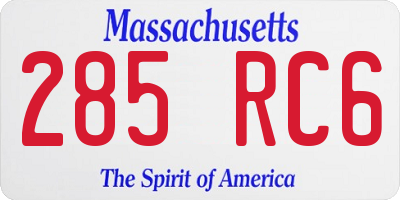 MA license plate 285RC6