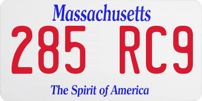 MA license plate 285RC9