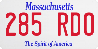 MA license plate 285RD0
