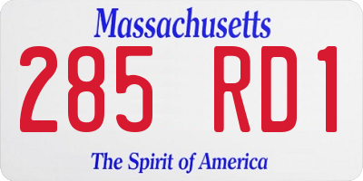 MA license plate 285RD1