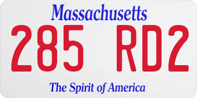 MA license plate 285RD2