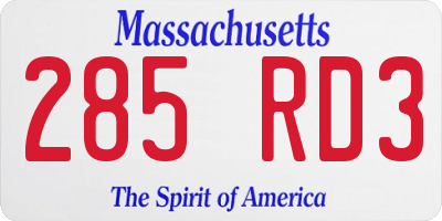 MA license plate 285RD3
