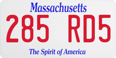 MA license plate 285RD5