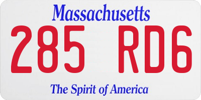 MA license plate 285RD6