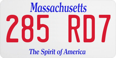 MA license plate 285RD7