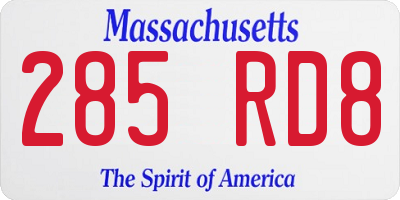 MA license plate 285RD8