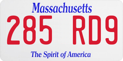 MA license plate 285RD9