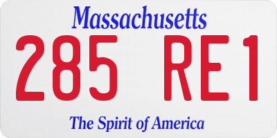 MA license plate 285RE1