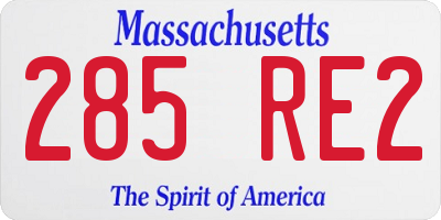 MA license plate 285RE2