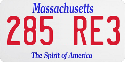 MA license plate 285RE3