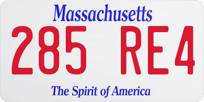 MA license plate 285RE4