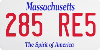 MA license plate 285RE5
