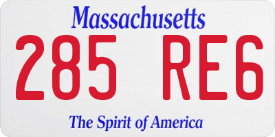 MA license plate 285RE6