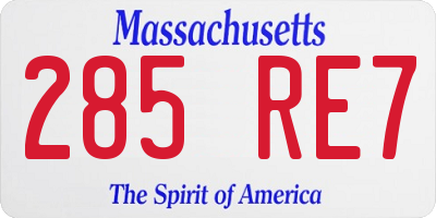 MA license plate 285RE7