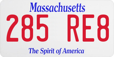 MA license plate 285RE8
