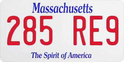 MA license plate 285RE9