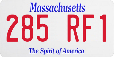 MA license plate 285RF1