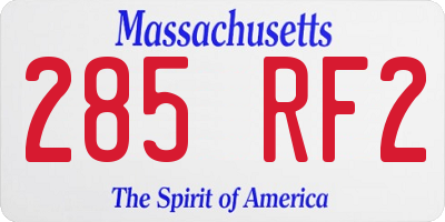 MA license plate 285RF2