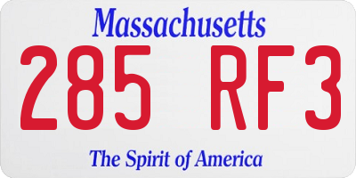 MA license plate 285RF3