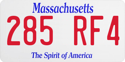 MA license plate 285RF4