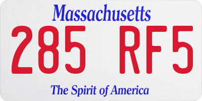 MA license plate 285RF5