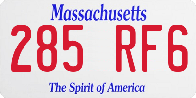 MA license plate 285RF6