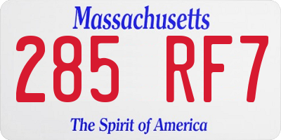 MA license plate 285RF7