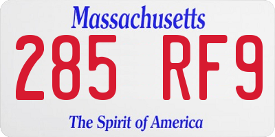 MA license plate 285RF9
