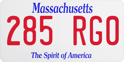 MA license plate 285RG0